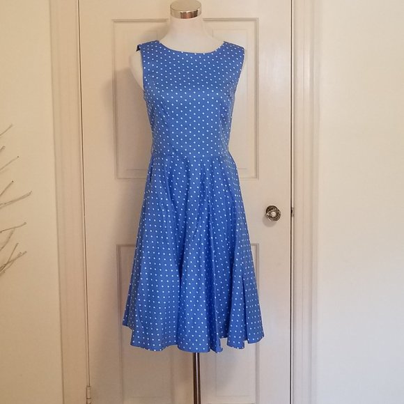 Grace Karin Dresses & Skirts - NWT Grace Karin Poka Dot Blue White 95% Cotton  Sleeveless Dress sz S READ